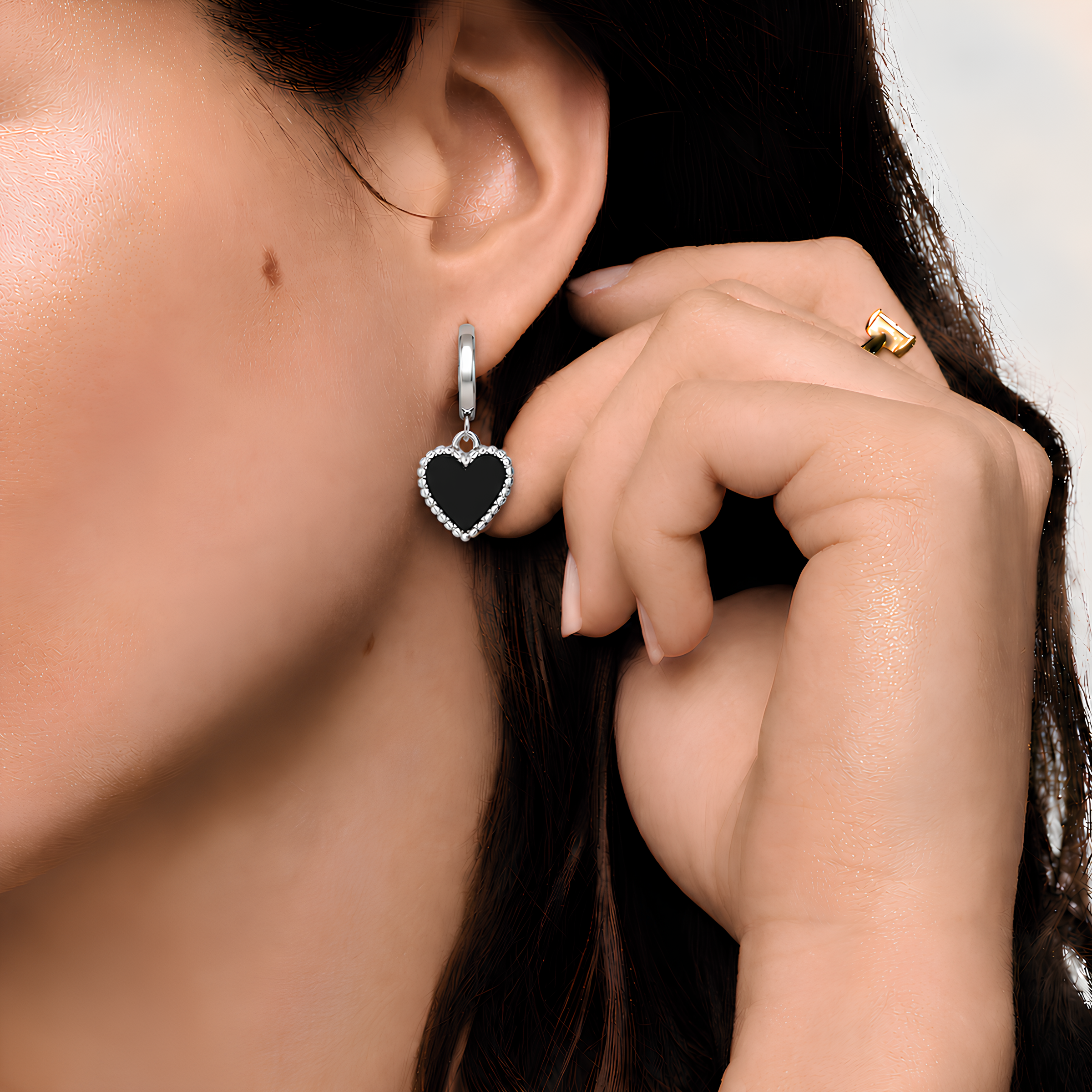 Obsidian Heart Earrings