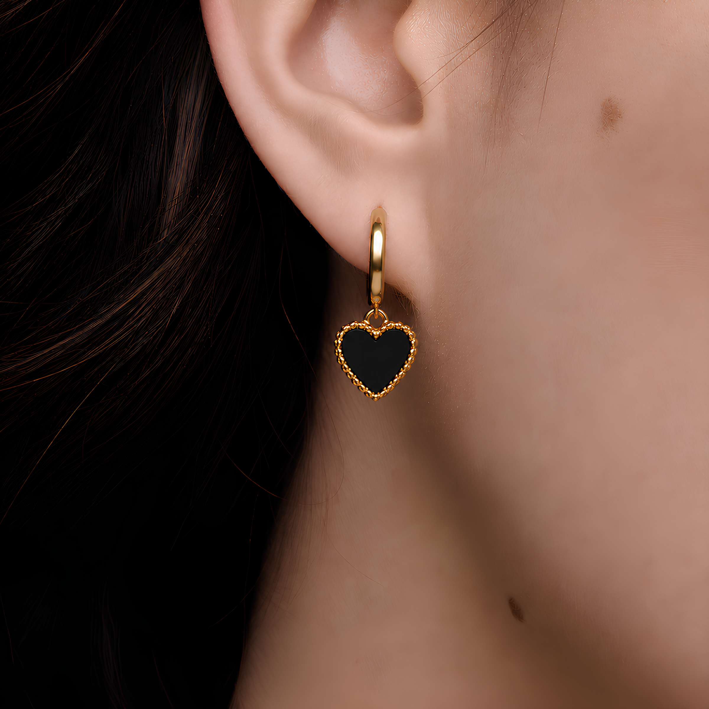 Obsidian Heart Earrings