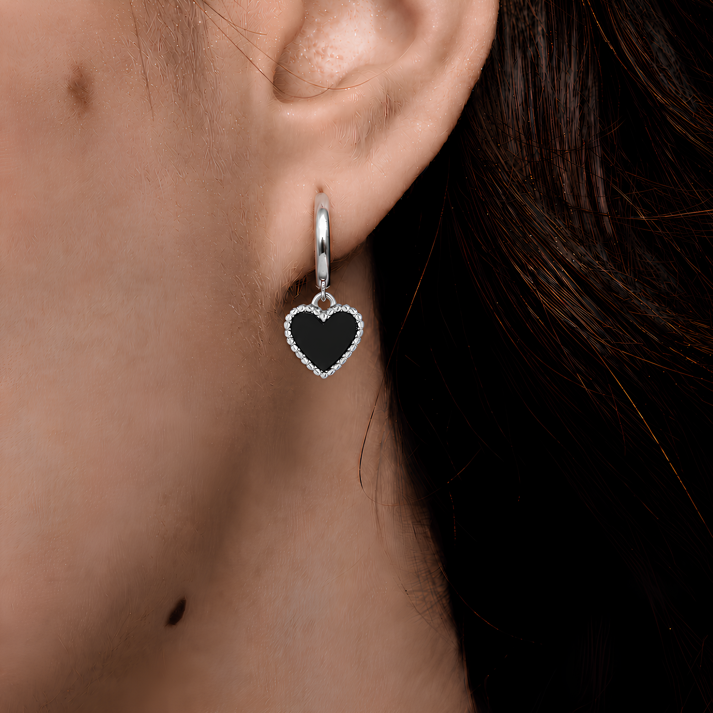 Obsidian Heart Earrings